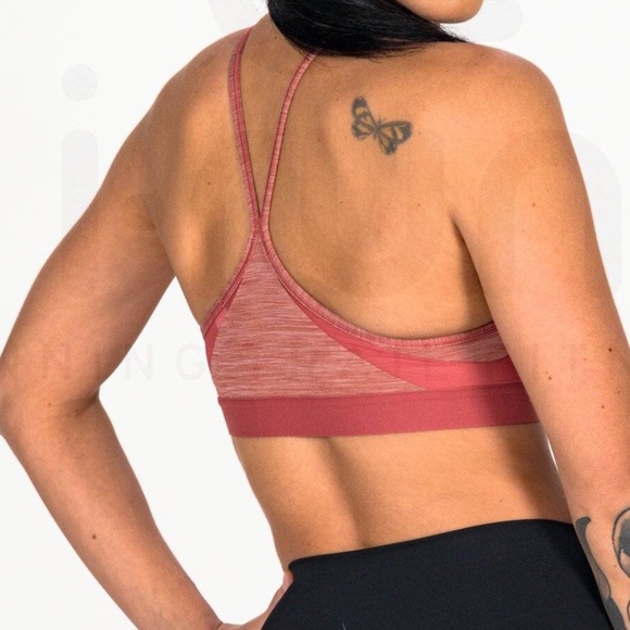 Nike Training Indy Light Support V-Neck Removable Pads Dark Pink Sports Bra M - Picture 8 of 16